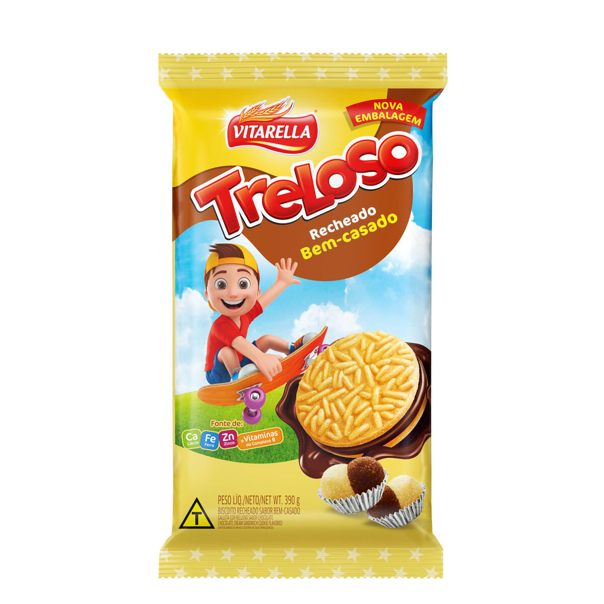 Biscoito Recheio Bem-Casado Vitarella Treloso 390 g