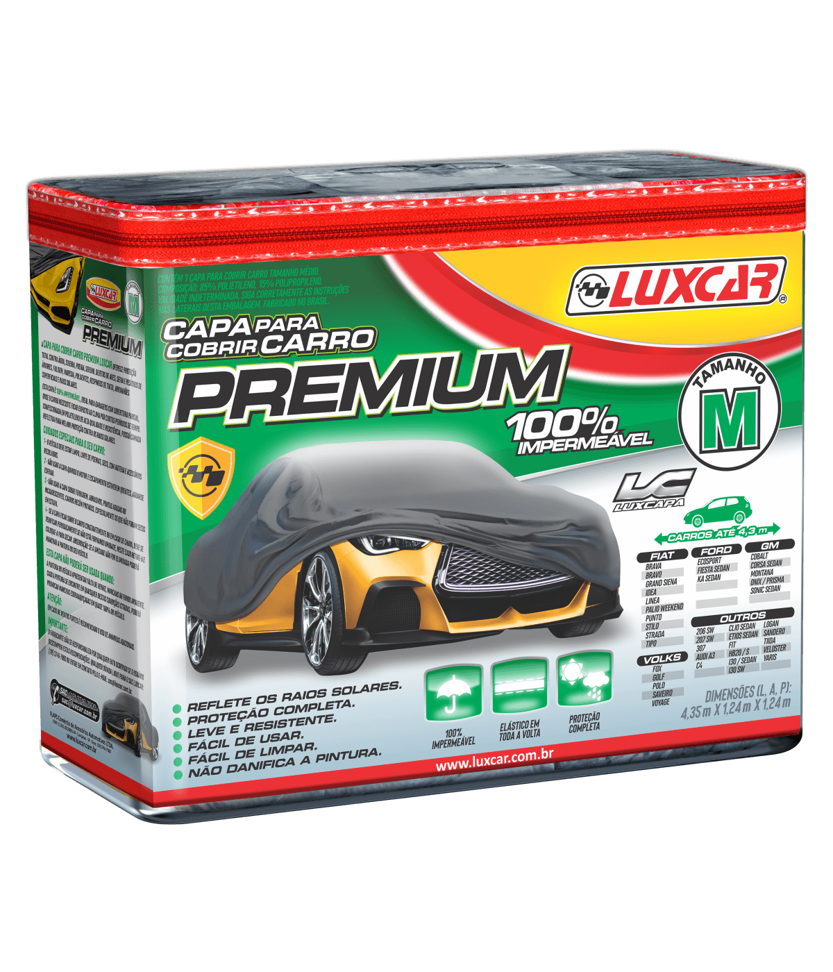 Capa para Cobrir Carro Premium Impermeável M Luxcar