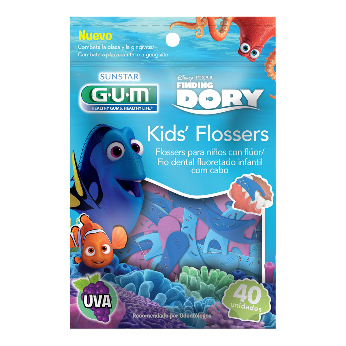 Fio Dental com Haste Infantil Gum Uva