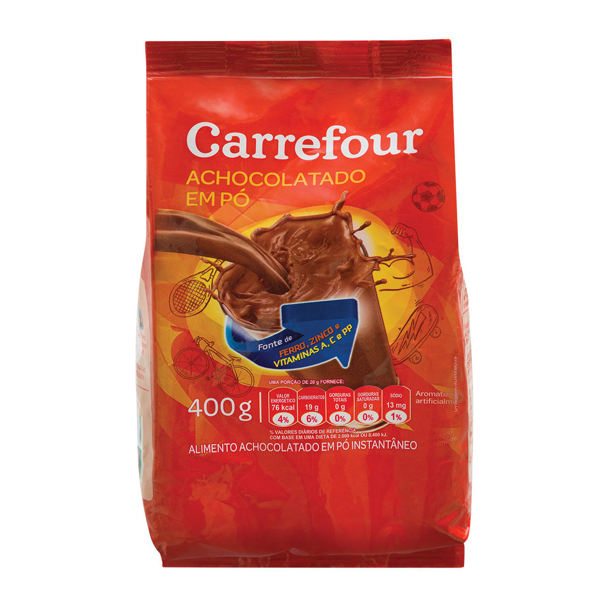 Achocolatado em Pó Instantâneo Carrefour Sachê 400g