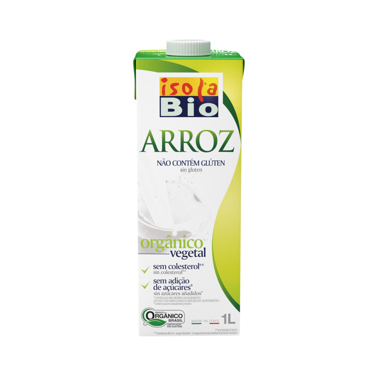 Bebida Vegetal de Arroz Zero Açúcar UHT Isola Bio 1 Litro