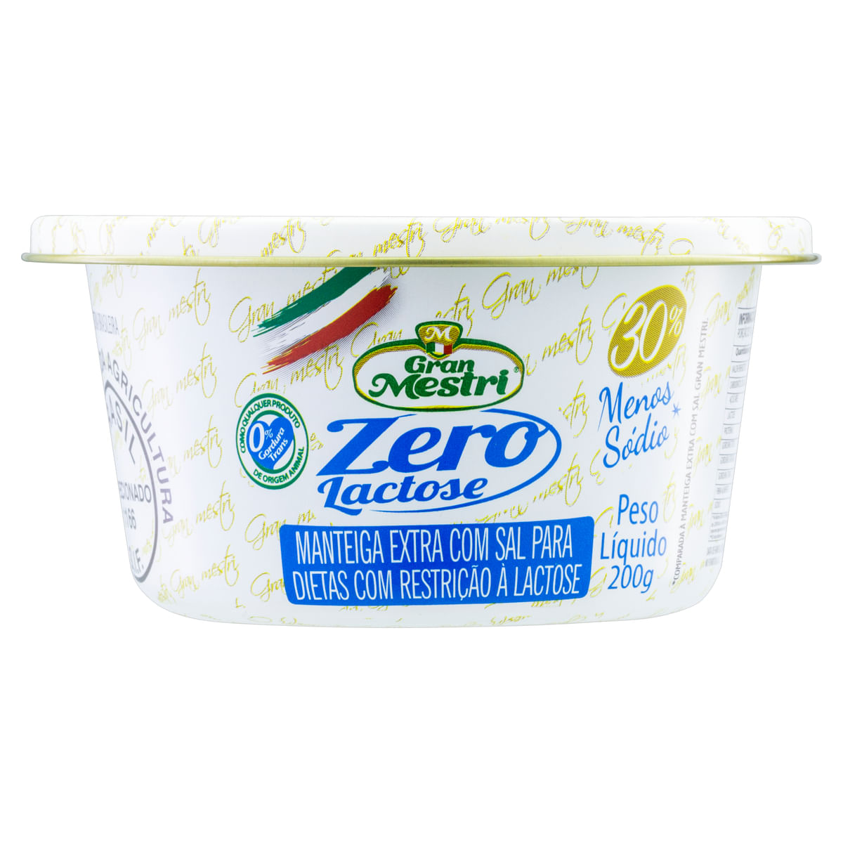 Manteiga Extra Gran Mestri para Dietas com Restrição à Lactose com Sal Zero Lactose Lata 200 g