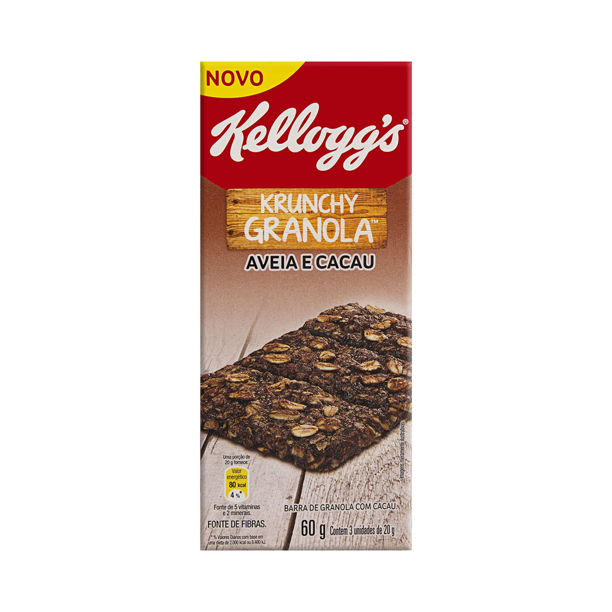 Barra de Cereal Granola Aveia e Cacau Kellogg s Krunchy 3 Unidades