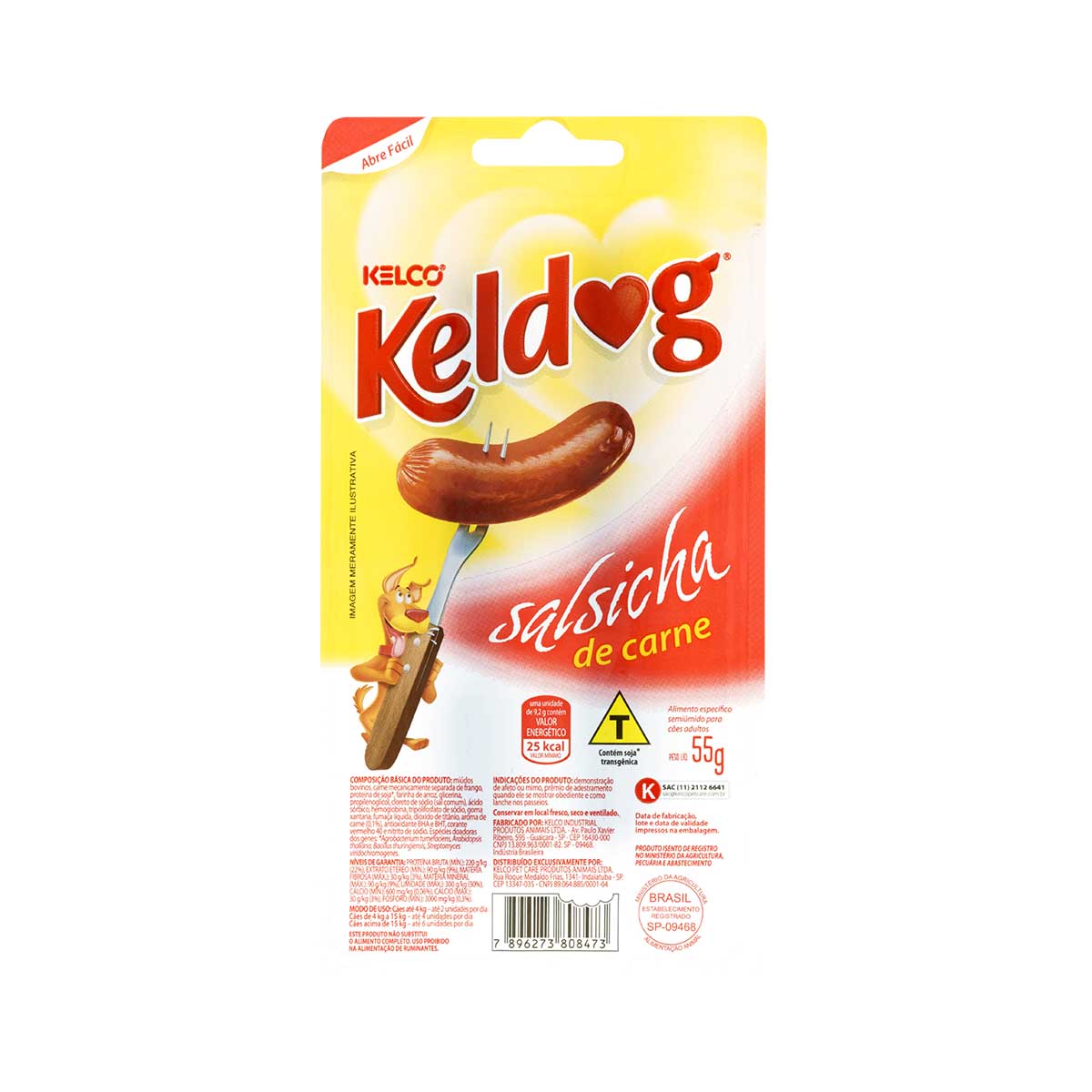 Petisco Salsicha para Cachorros Adultos Keldog Carne 55g