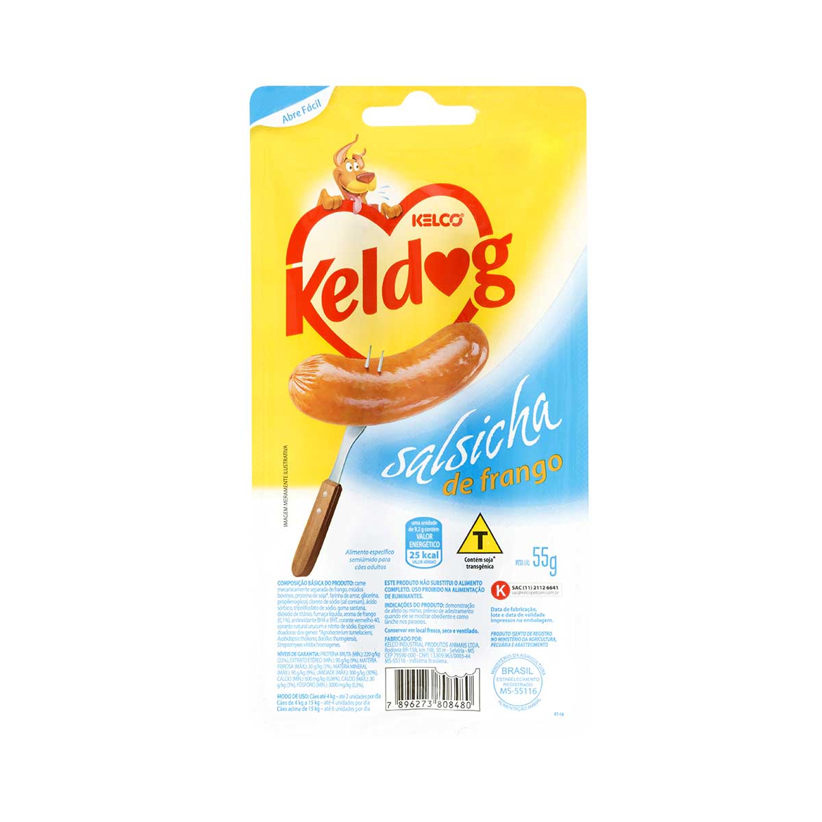 Petisco Salsicha para Cachorros Adultos Keldog Frango 55g