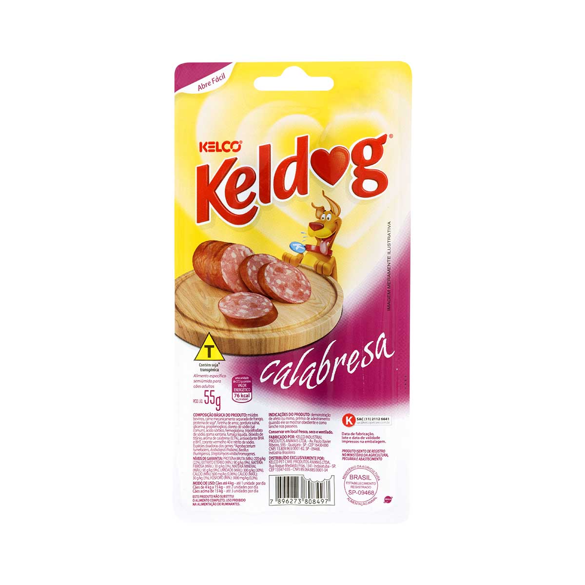 Petisco Calabresa para Cachorro Adulto Keldog 55g