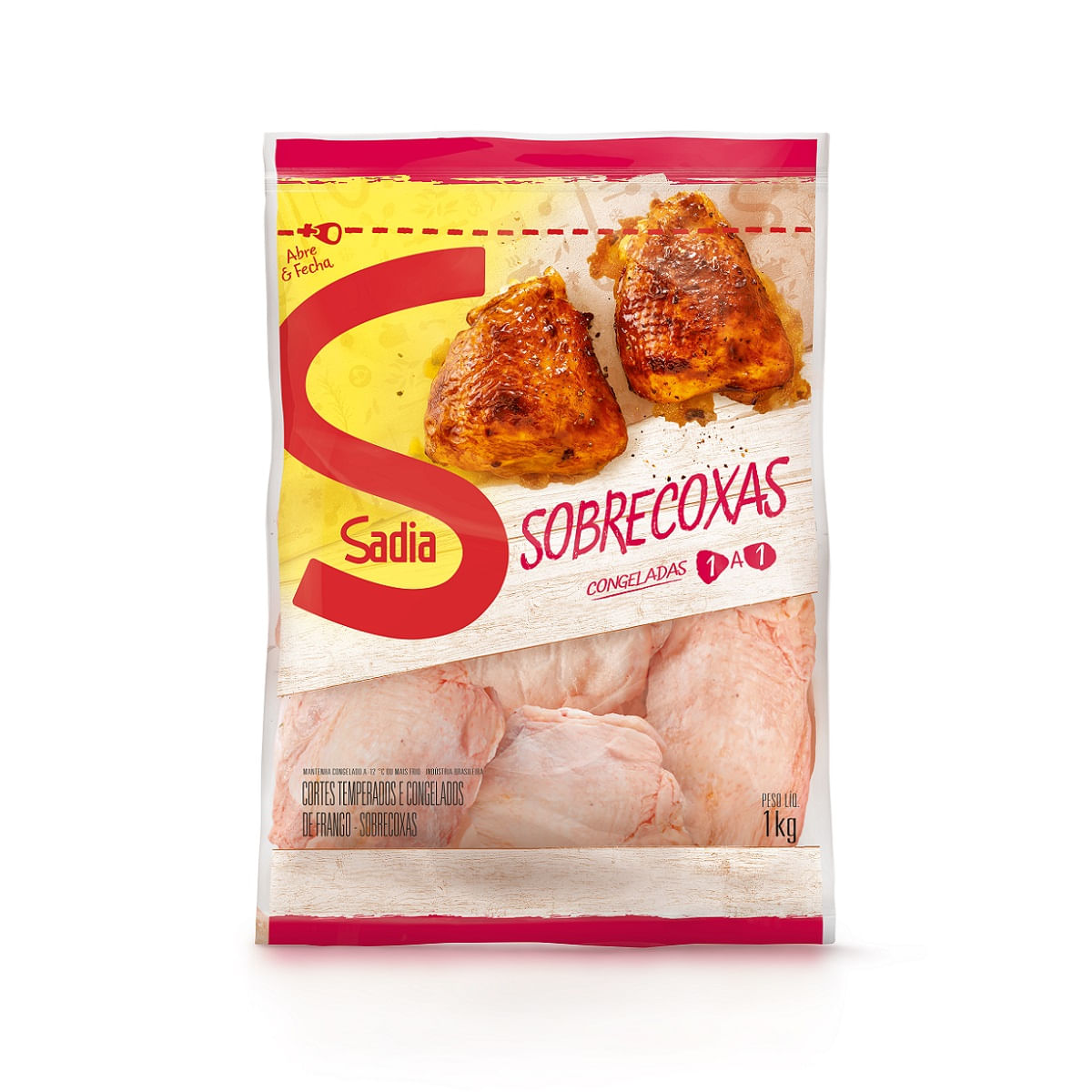 Pedaços de Sobrecoxa de Frango Congelado Sadia 1Kg