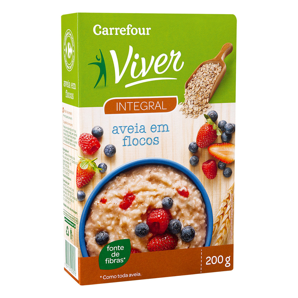 Aveia Integral em Flocos Tradicional Carrefour Viver 200g