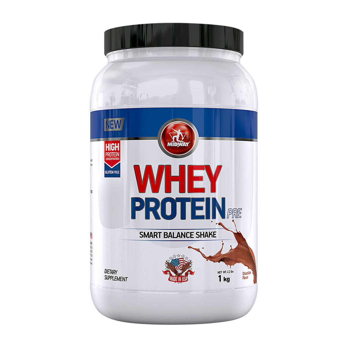 Suplemento Whey Protein Morango Midway 1Kg