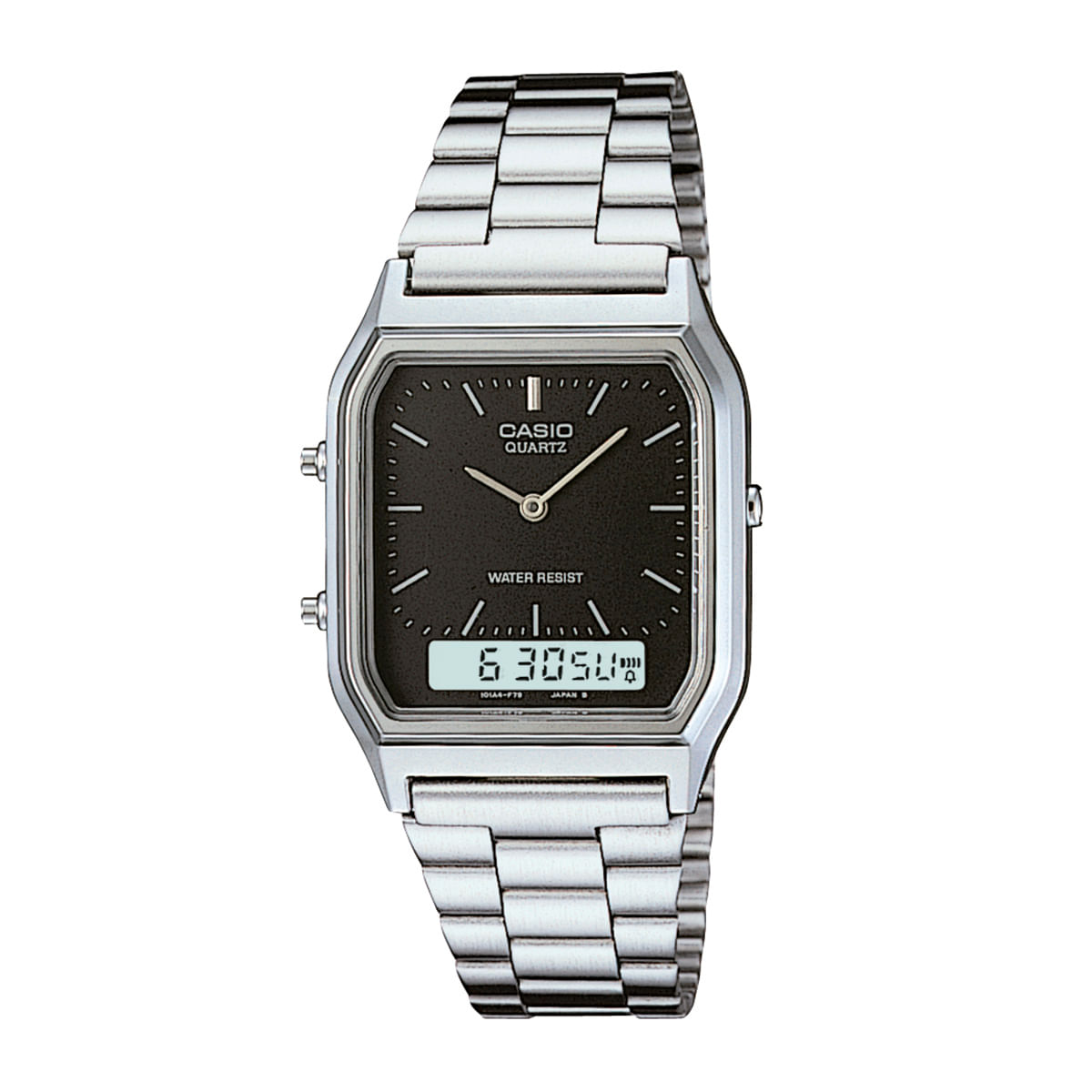 Relógio Casio Vintage Feminino Prata Anadigi AQ-230A-1DMQ