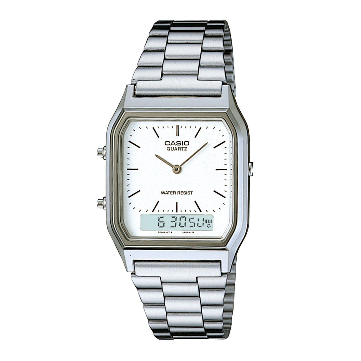 Relógio Casio Vintage Feminino Prata Anadigi AQ-230A-7DMQ