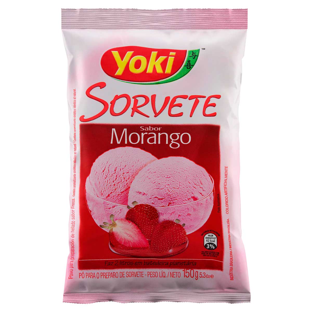 Pó para Sorvete Morango Yoki Pacote 150g