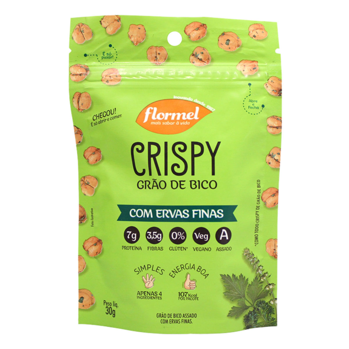 Salgadinho de Grão de Bico Flormel Crispy com Ervas Finas 30g