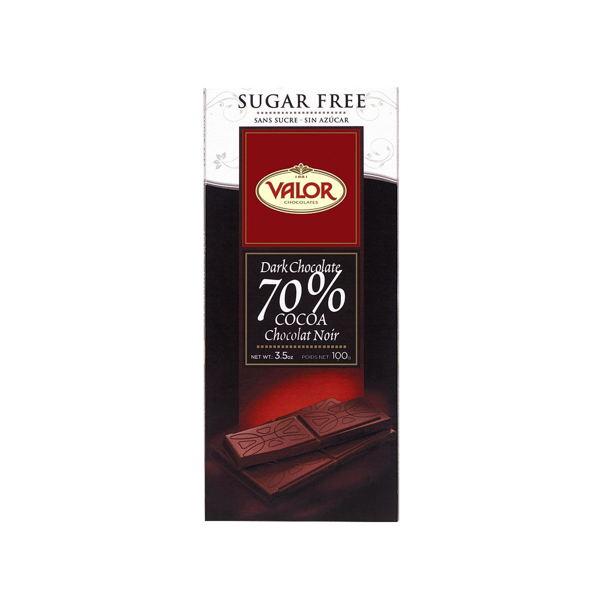 Chocolate Amargo 70% Cacau Valor Dark 100g