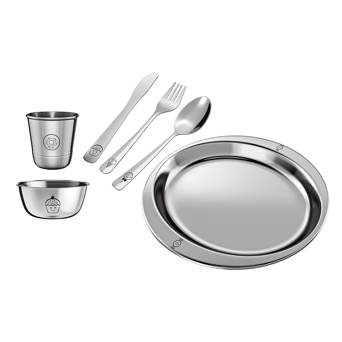 Conjunto para Servir Infantil 6 Peças Inox BBY4730D Euro