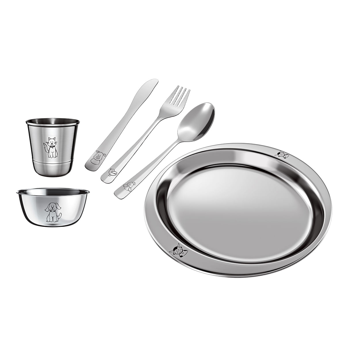 Conjunto para Servir Infantil 6 Peças Inox BBY4730A Euro