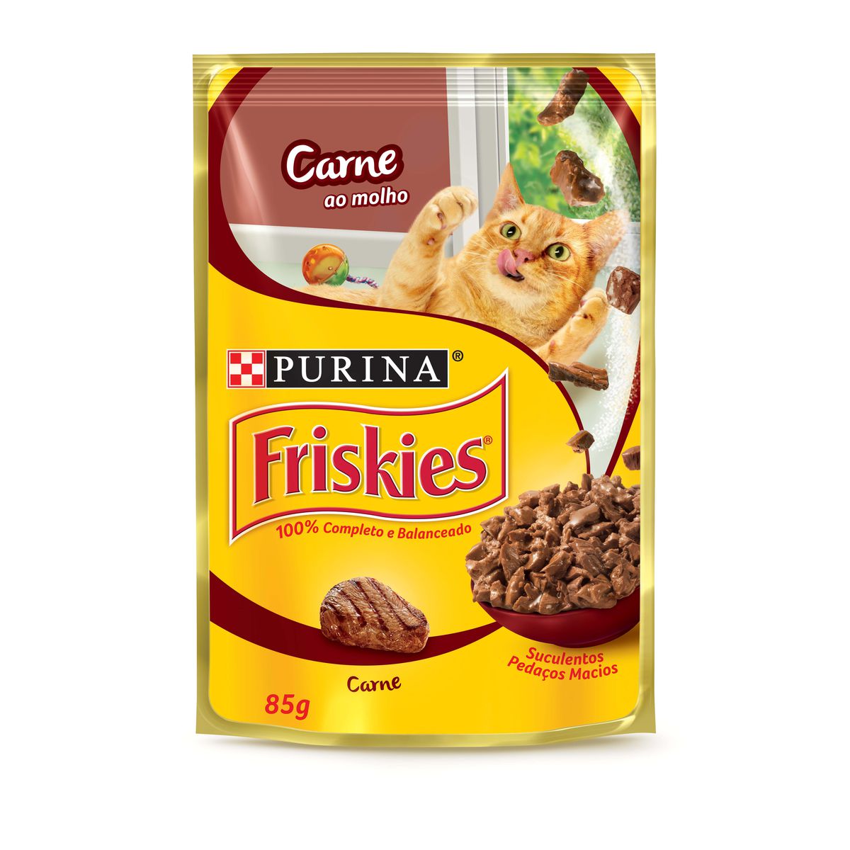 Ração Úmida para Gato Purina Friskies Carne com Molho Sachê 85g