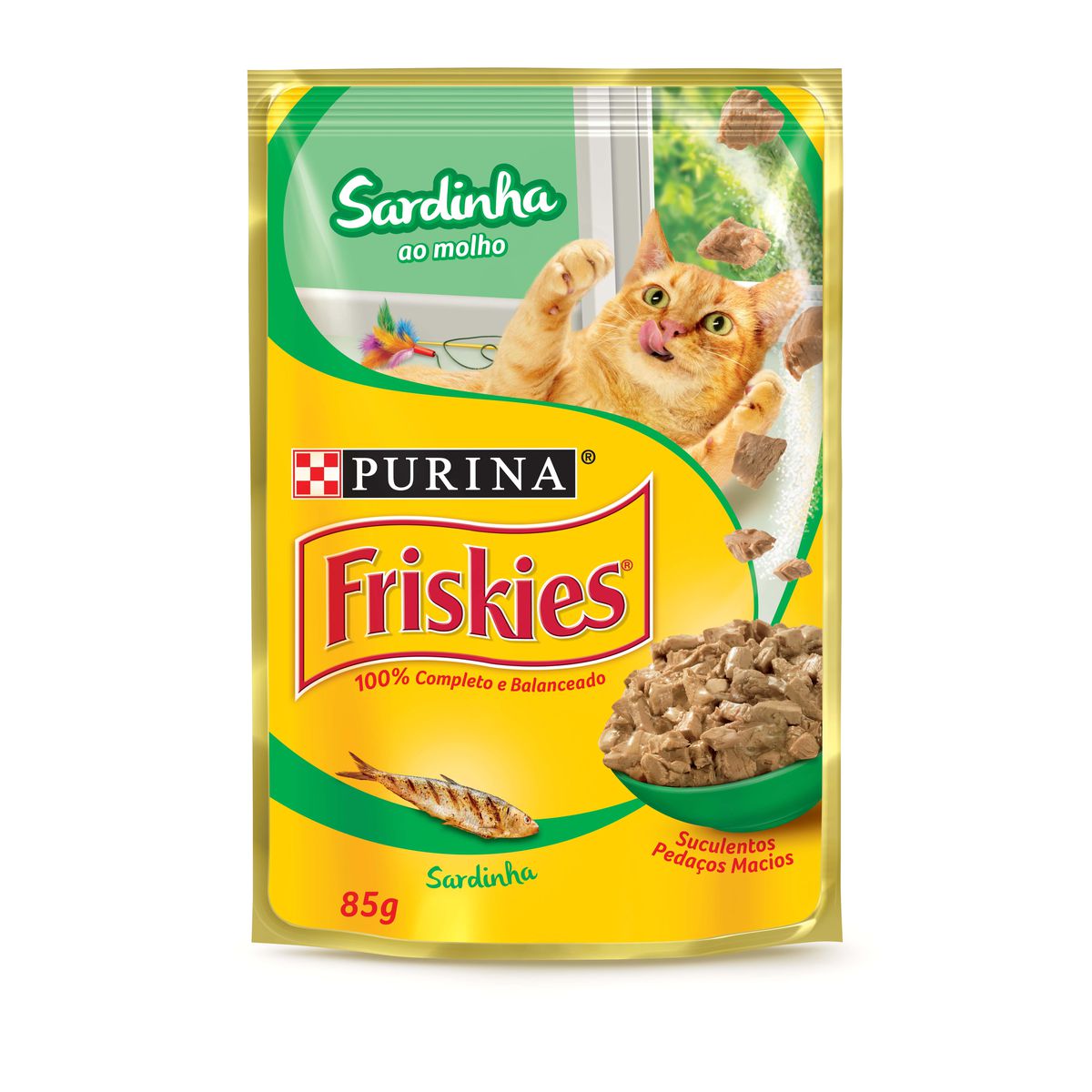 Ração Úmida para Gato Purina Friskies Sardinha com Molho Sachê 85g