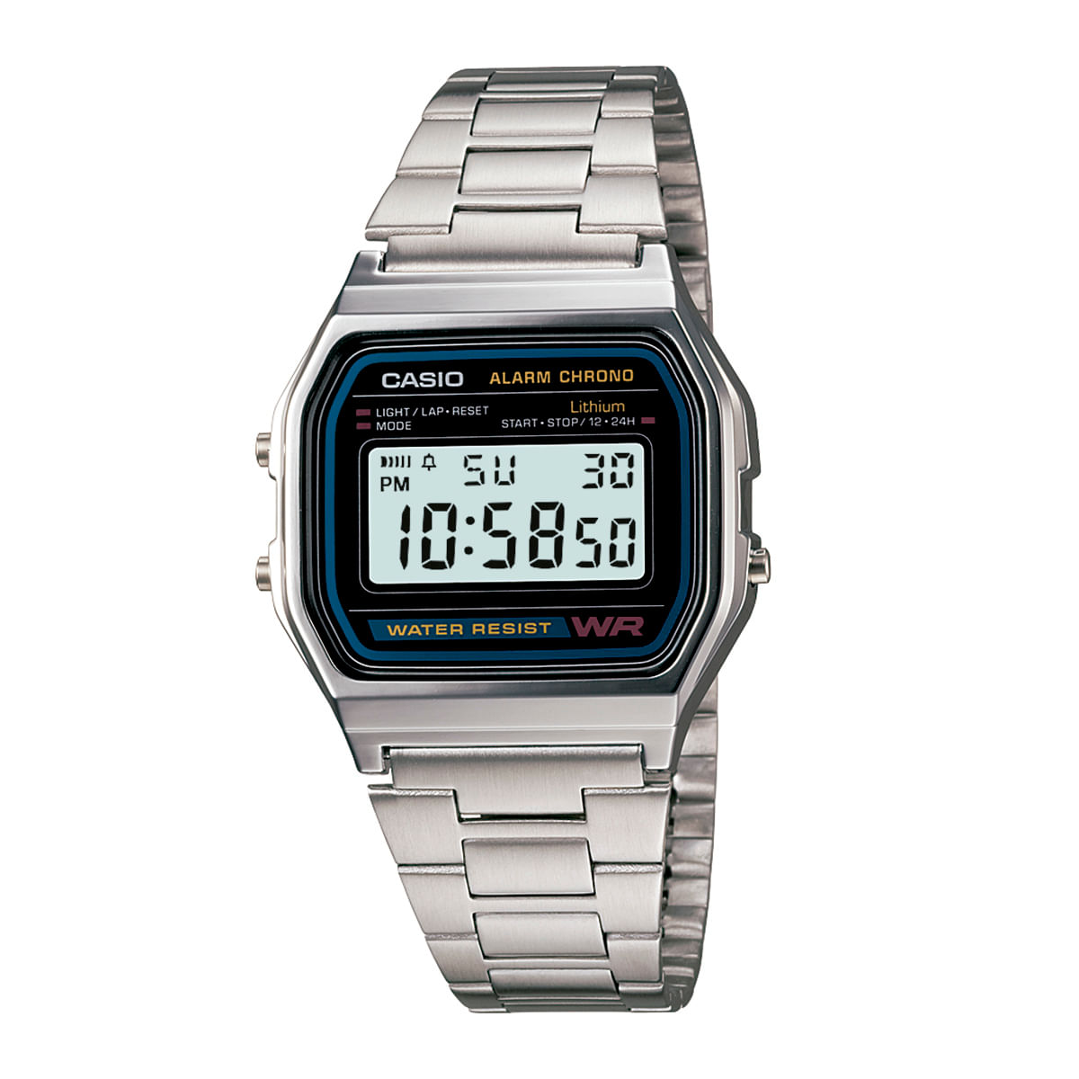 Relógio Casio Vintage Unissex Prata Digital A158WA-1DF