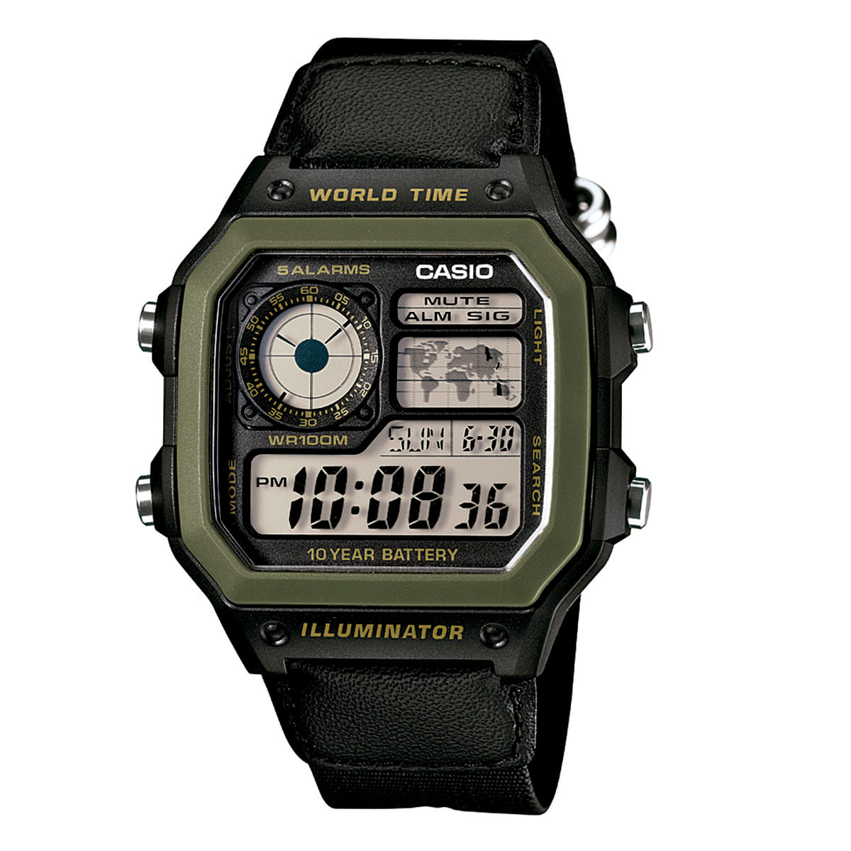 Relógio Casio Masculino Preto Digital AE-1200WHB-1BVDF