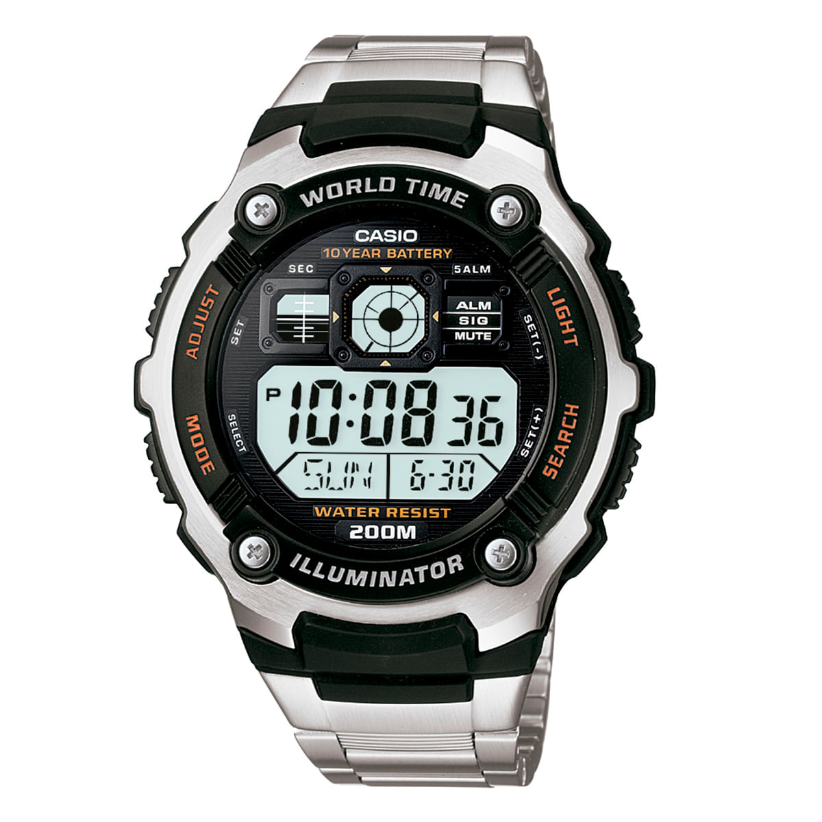 Relógio Casio Masculino Prata Digital AE-2000WD-1AVDF