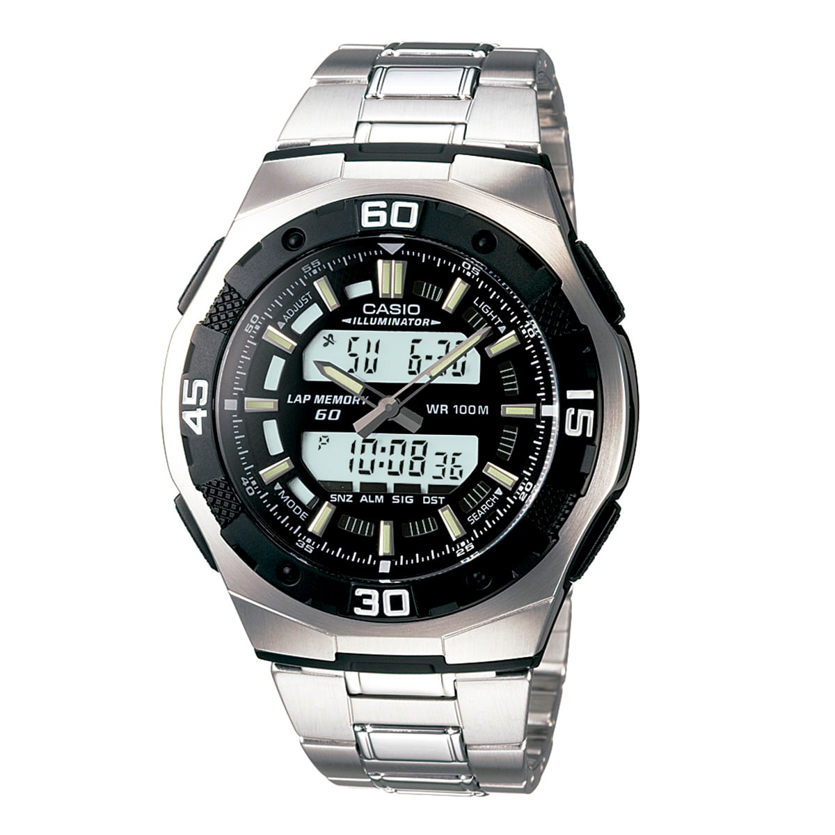 Relógio Casio Masculino Prata Anadigi AQ-164WD-1AVDF