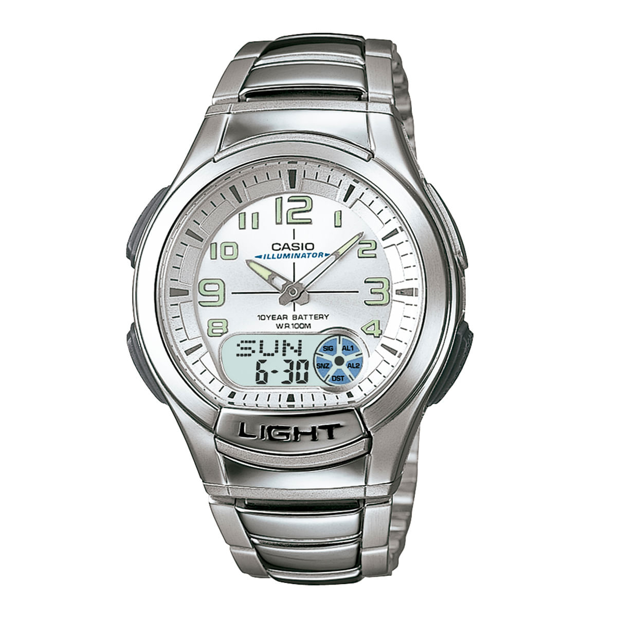 Relógio Casio Masculino Prata Anadigi AQ-180WD-7BVDF