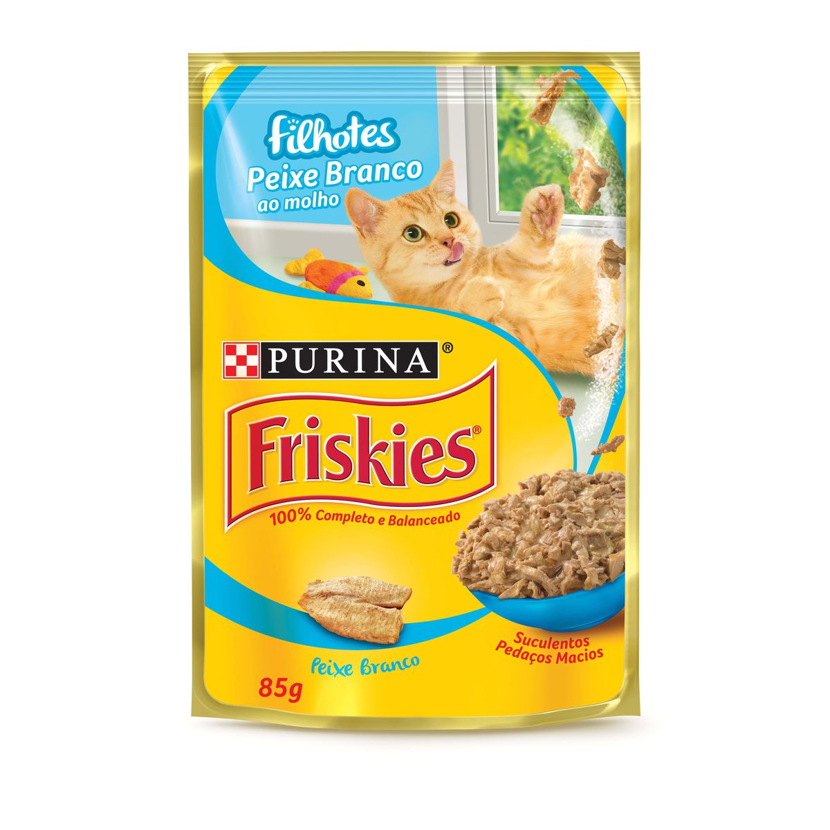 Ração Úmida para Gato Filhote Purina Friskies Peixe Branco ao Molho Sachê 85g