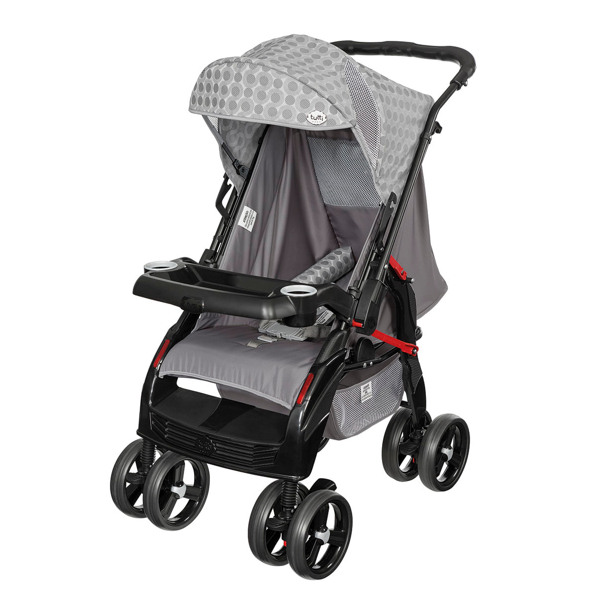 Carrinho de Bebê Passeio Tutti Baby 4 Rodas 4 Posições Suporta até 15Kg Upper Cinza