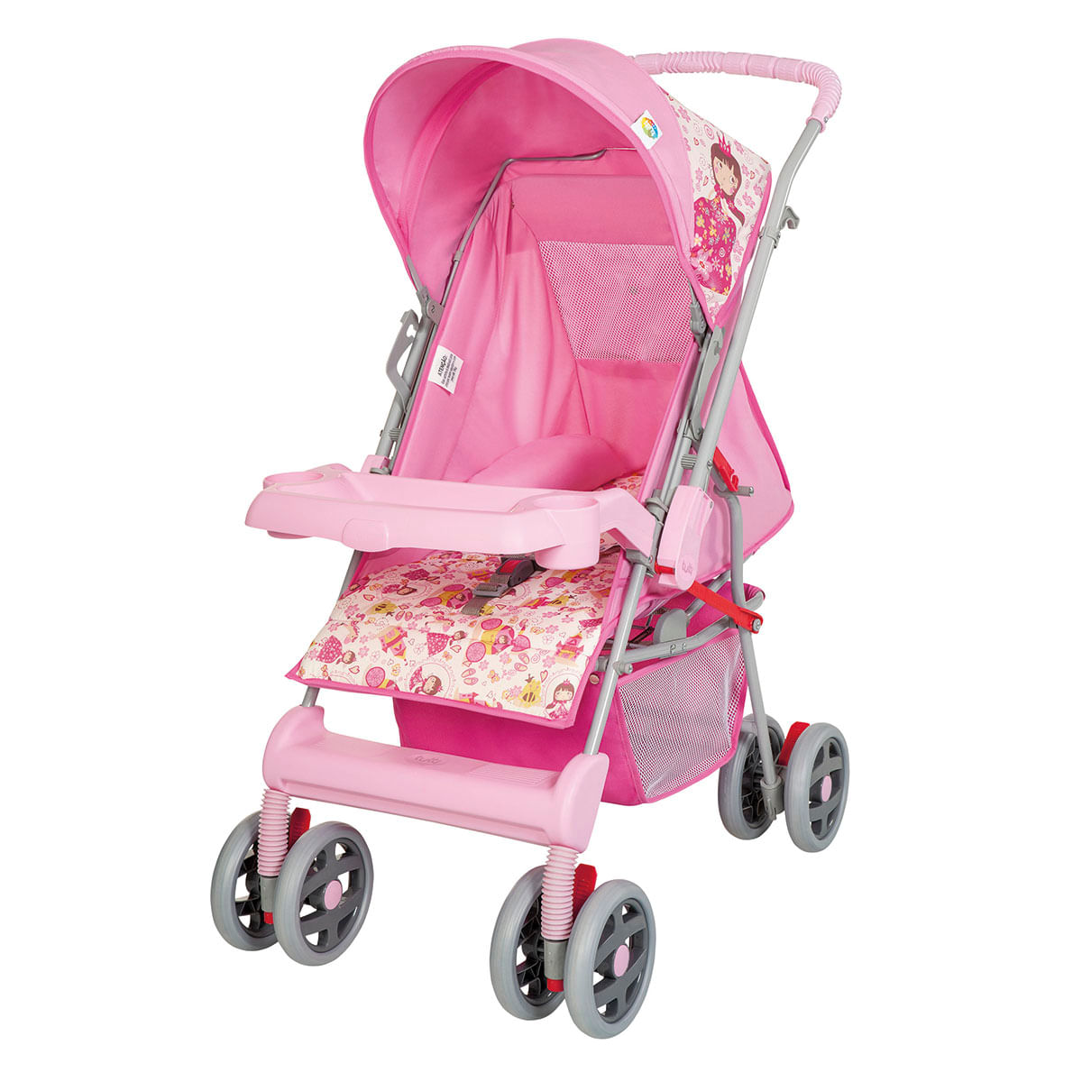 Carrinho de Bebê Passeio Tutti Baby 4 Rodas 4 Posições 15Kg Magni Rosa