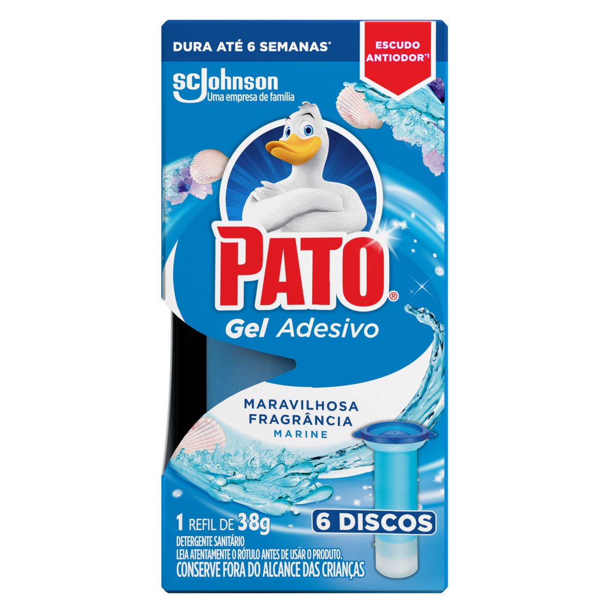 Desodorizador Sanitário Pato Gel Adesivo Refil Marine 6 unidades