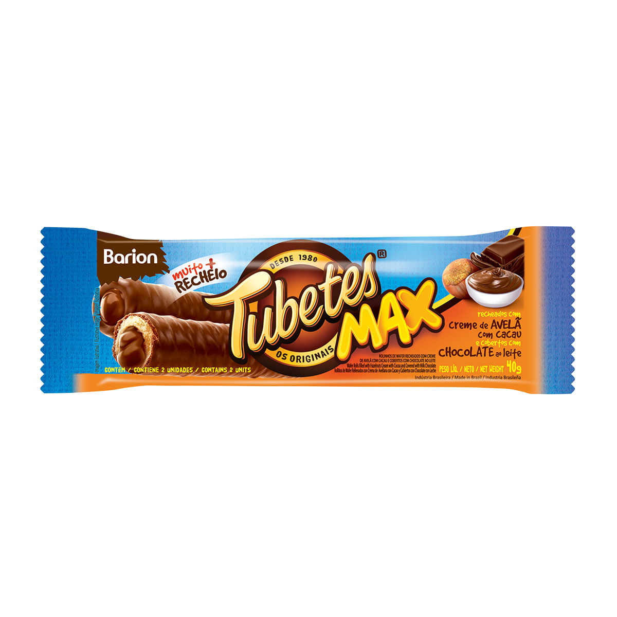 Canudo Chocolate ao Leite Barion Tubetes Max 40g