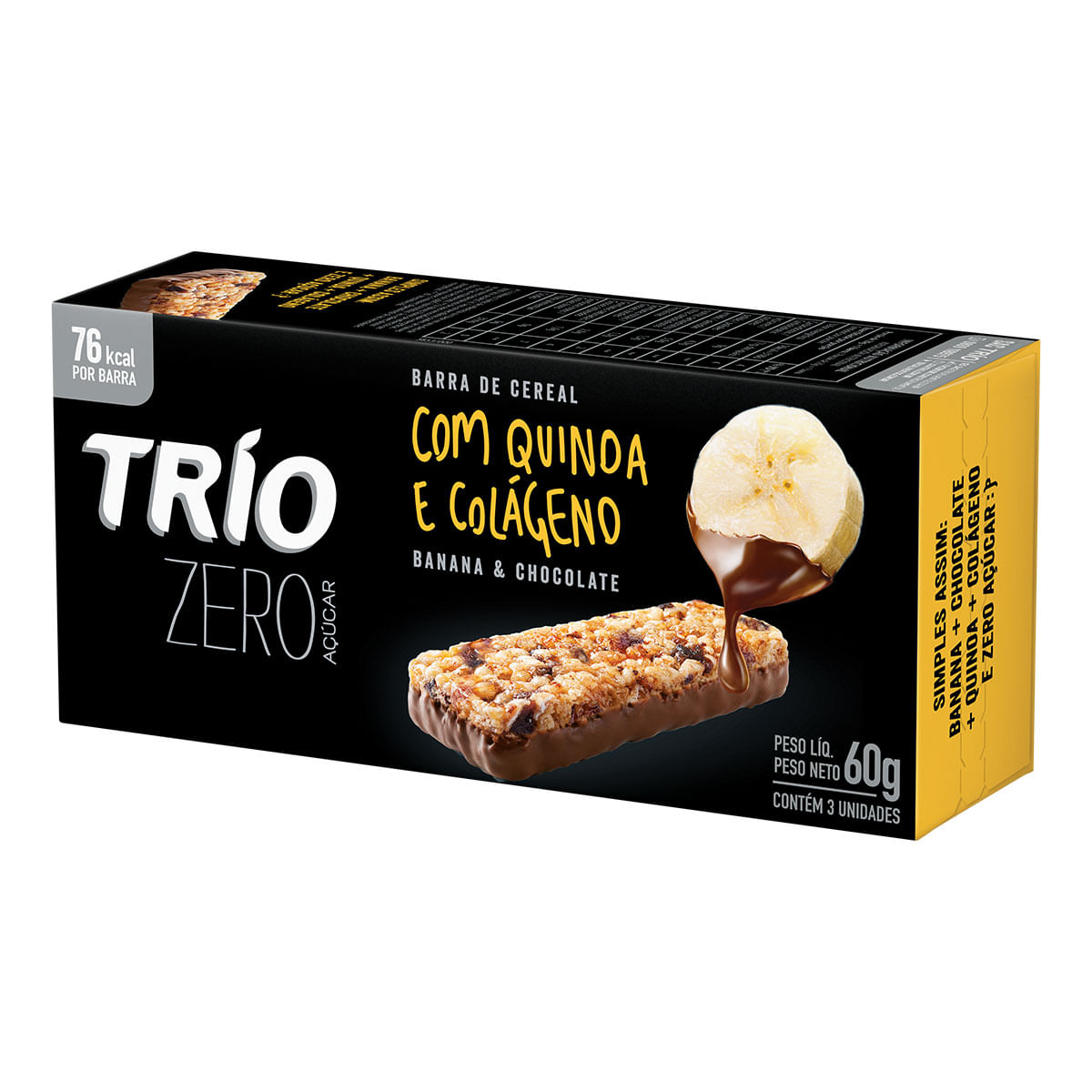 Barra de Cereais Sabor Banana e Chocolate Trío Zero 20g