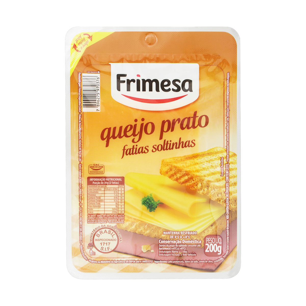 Queijo Prato Fatiado Frimesa 200g