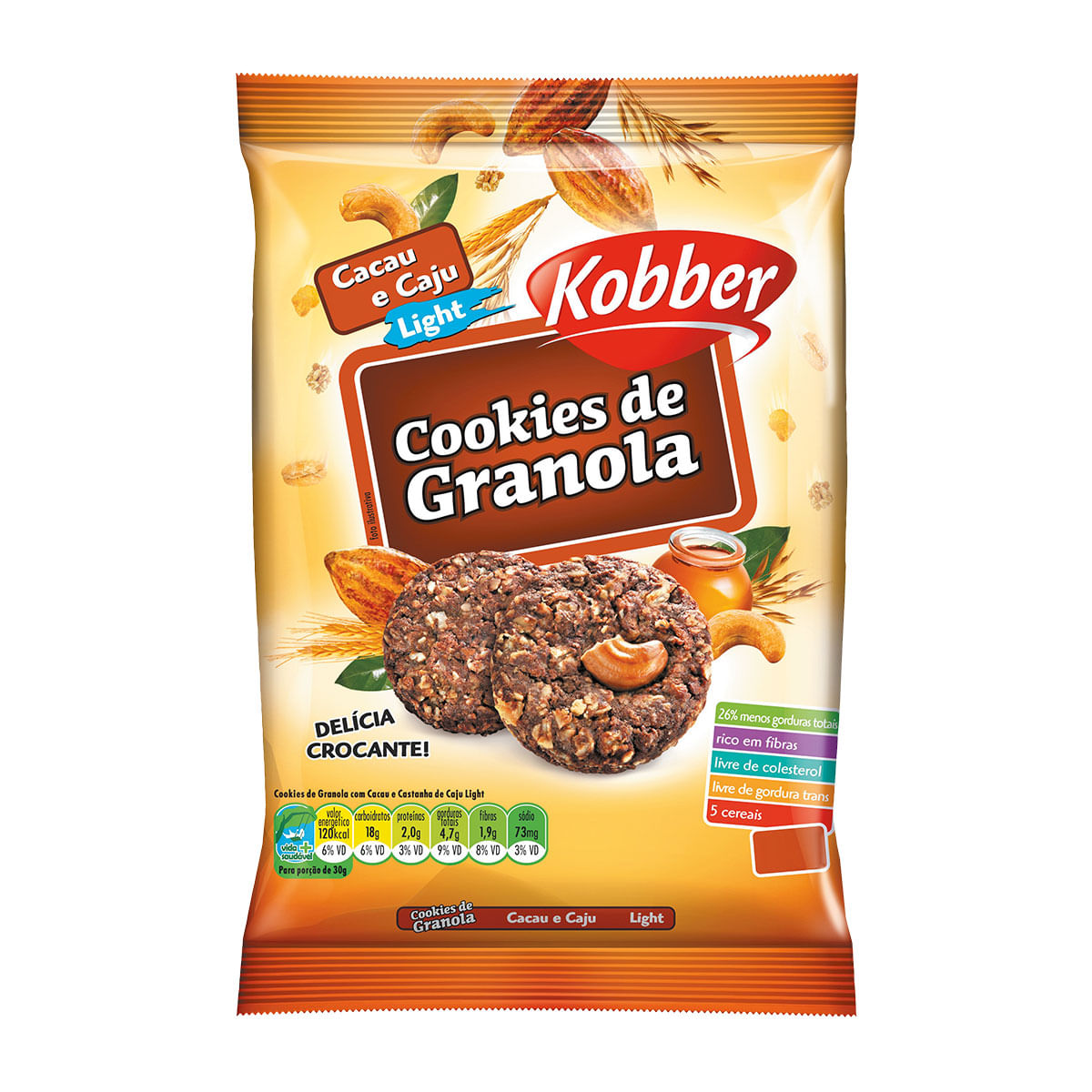 Cookie de Granola, Cacau e Caju Kobber Light 150g