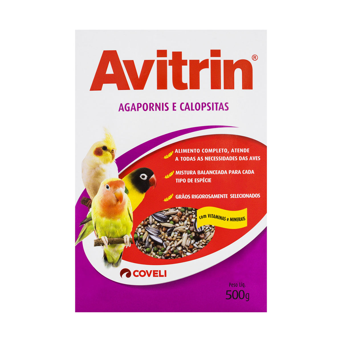 Ração para Agapornis e Calopsitas Avitrin 500g