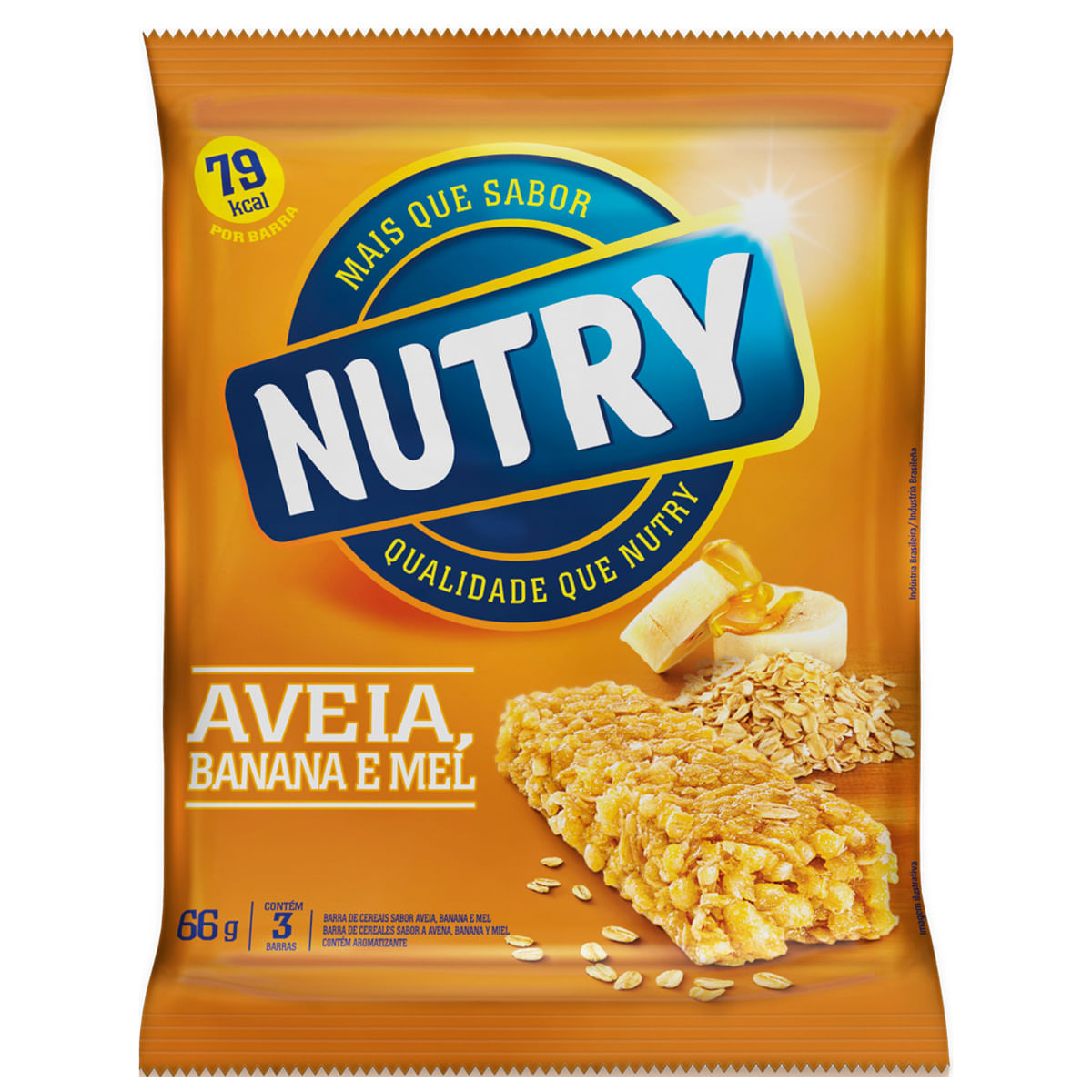 Barra de Cereal Sabor Aveia, Banana e Mel Nutry 3 Unidades