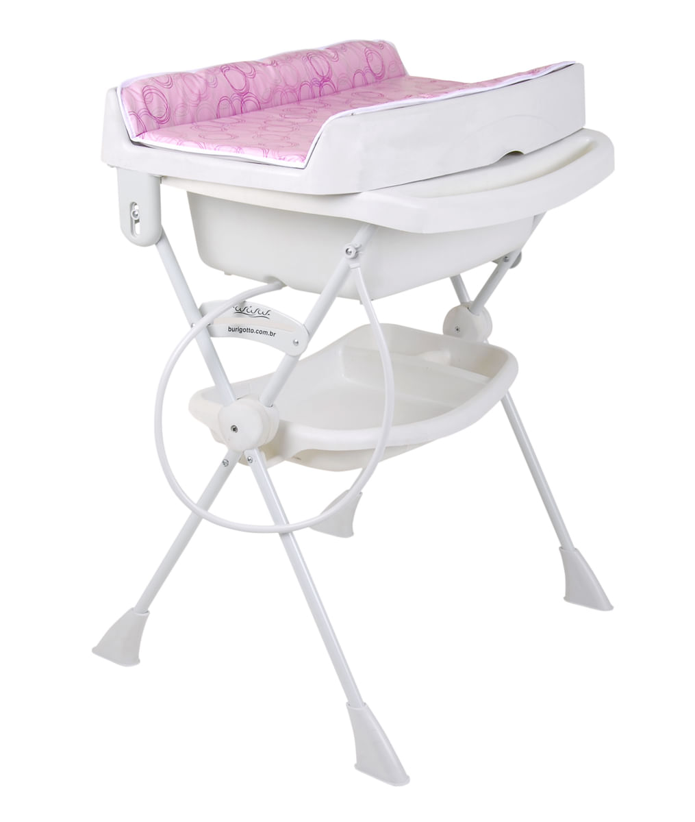 Banheira Infantil com Trocador Branca e Rosa Burigotto Splash! 3043