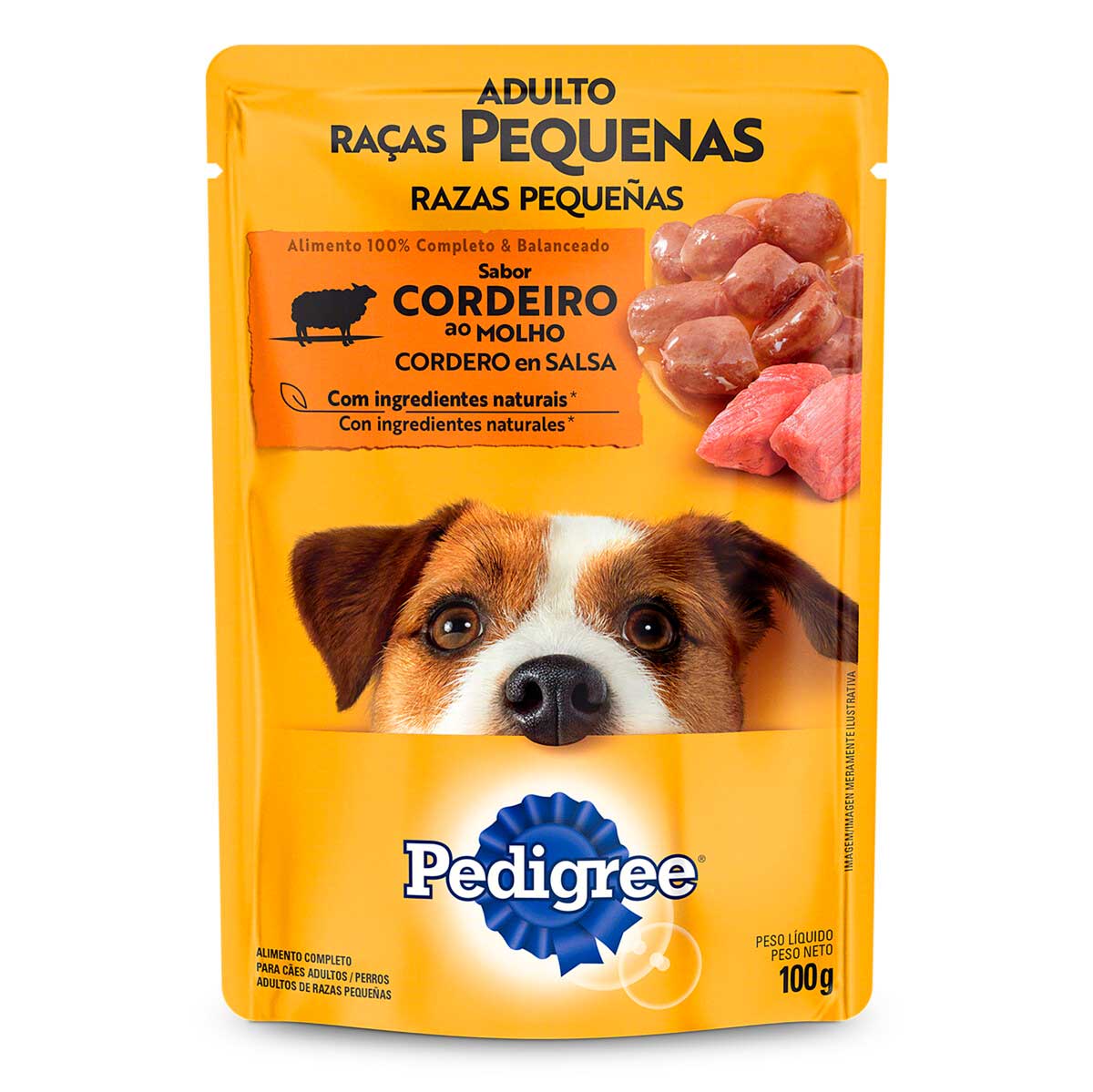 Ração Úmida Pedigree Sachê Cordeiro ao Molho para Cães Adultos de Raças Pequenas 100 g