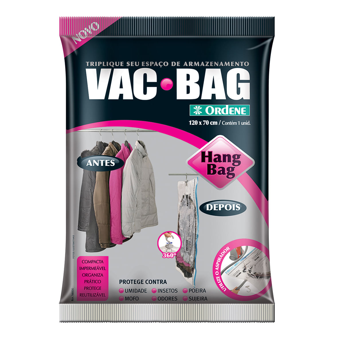 Embalagem Saco a Vácuo para Roupas Vac Bag 56000 120x70cm Ordene