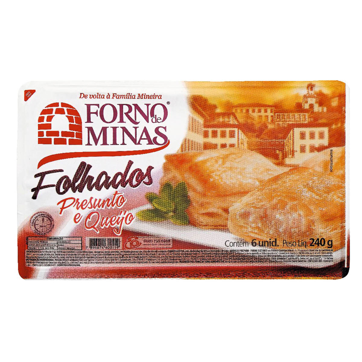 Folhado de Presunto e Queijo Forno de Minas 6 Unidades 240g