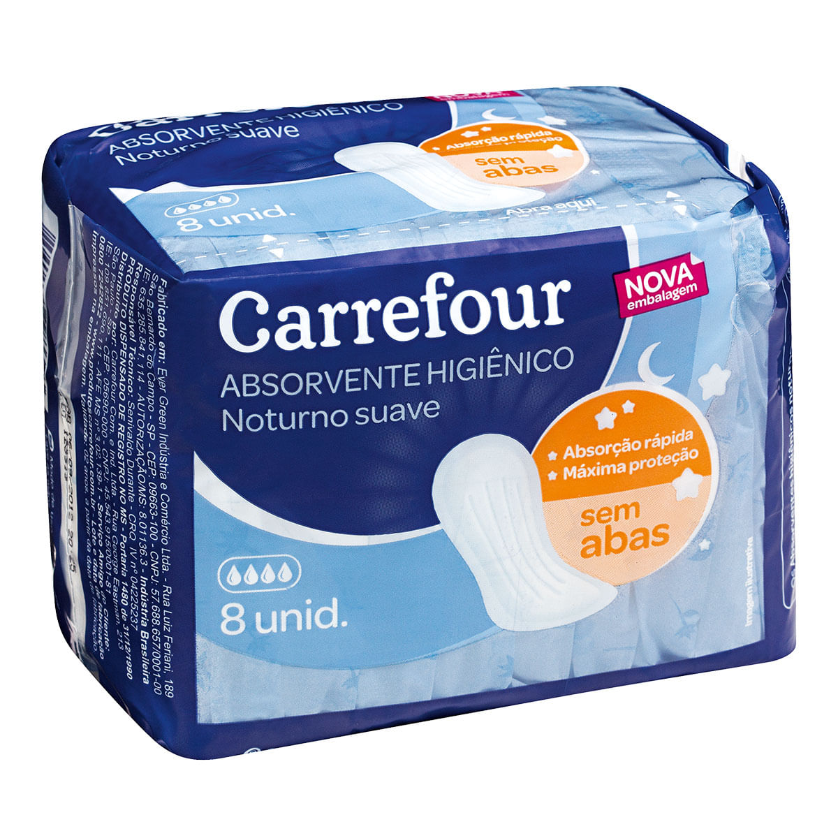 Absorvente Diário Noturno sem Abas Suave Carrefour 8 unidades