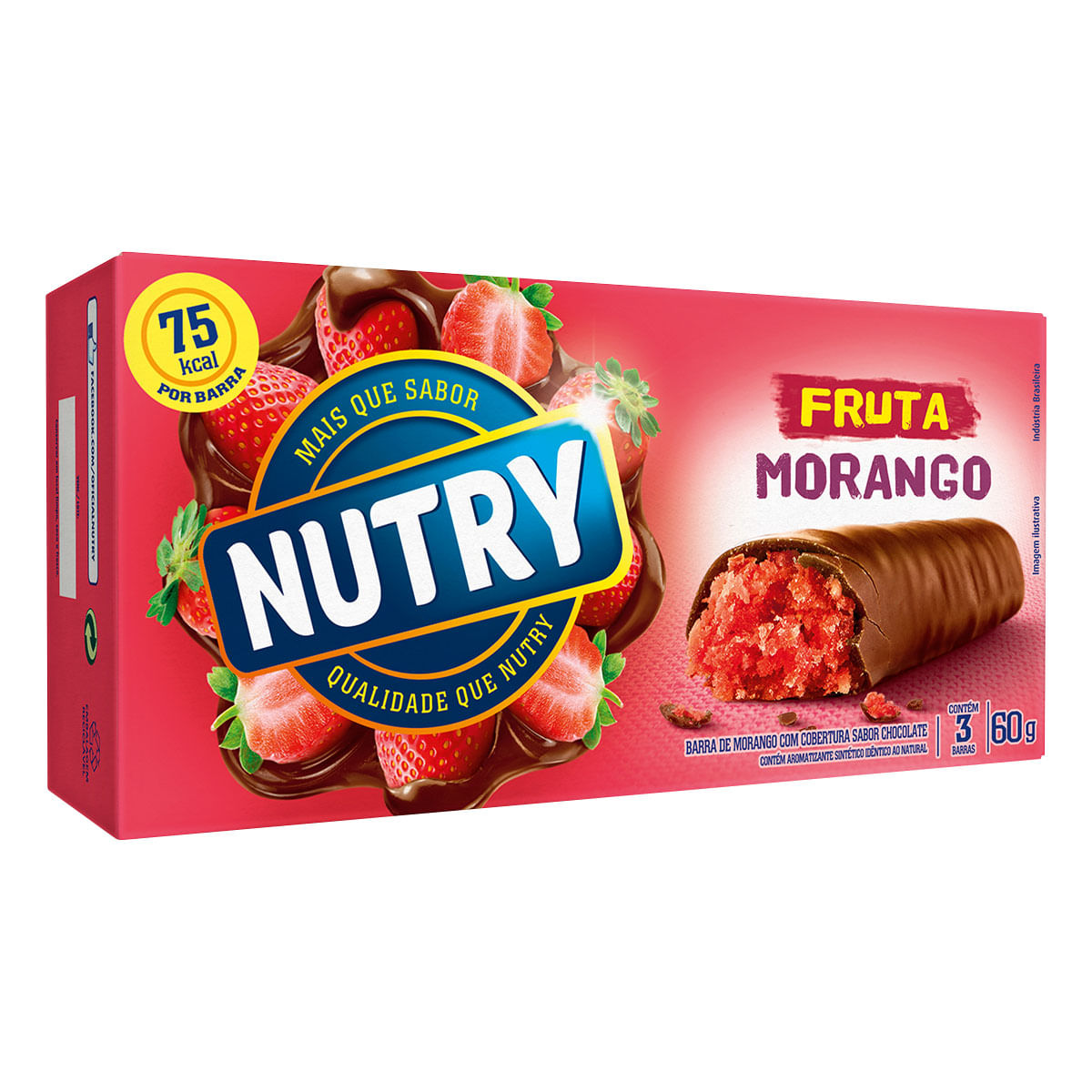 Barra de Cereal Sabor Morango com Chocolate Nutry 3 Unidades