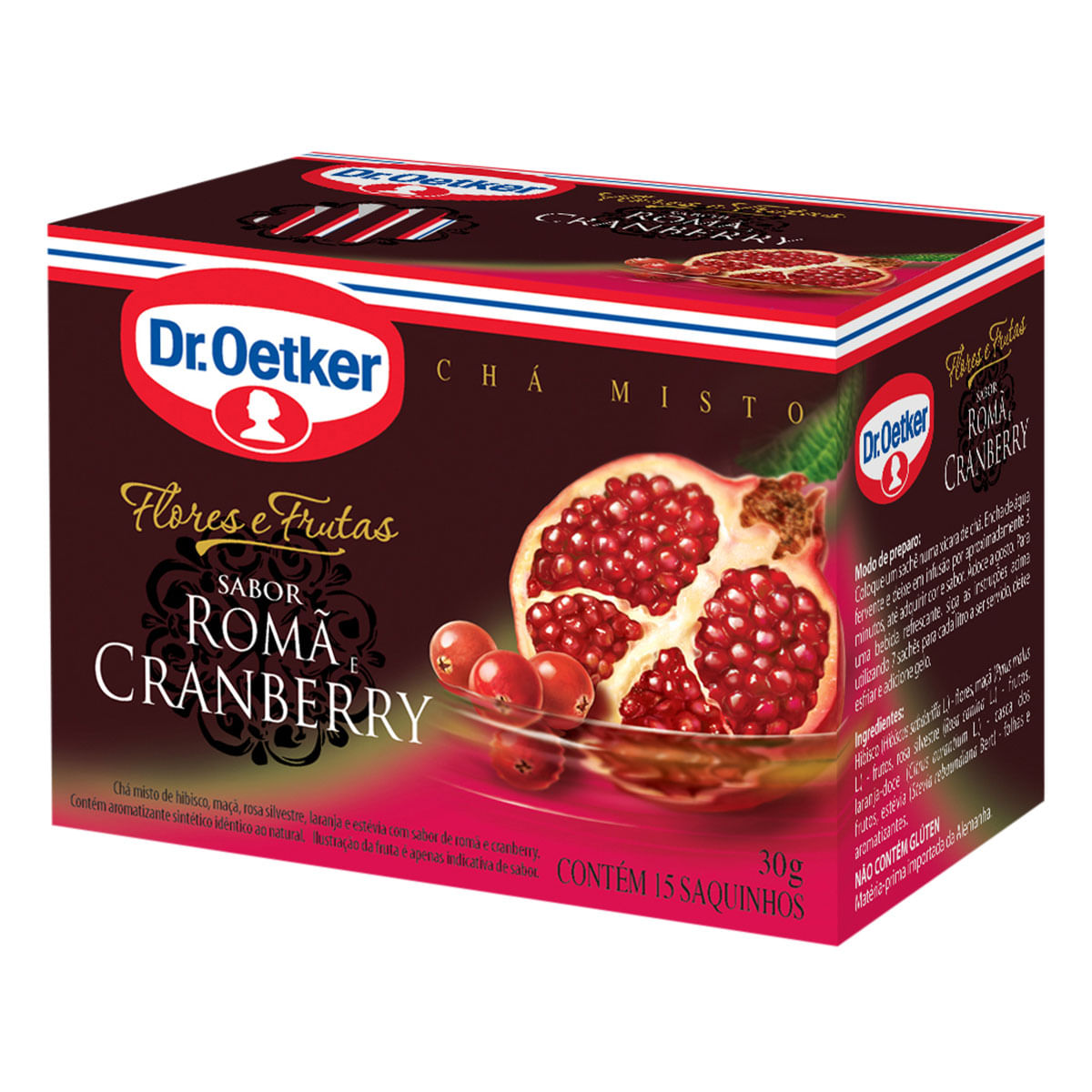 Chá Romã e Cranberry Dr. Oetker Caixa com 15 Sachês 30g