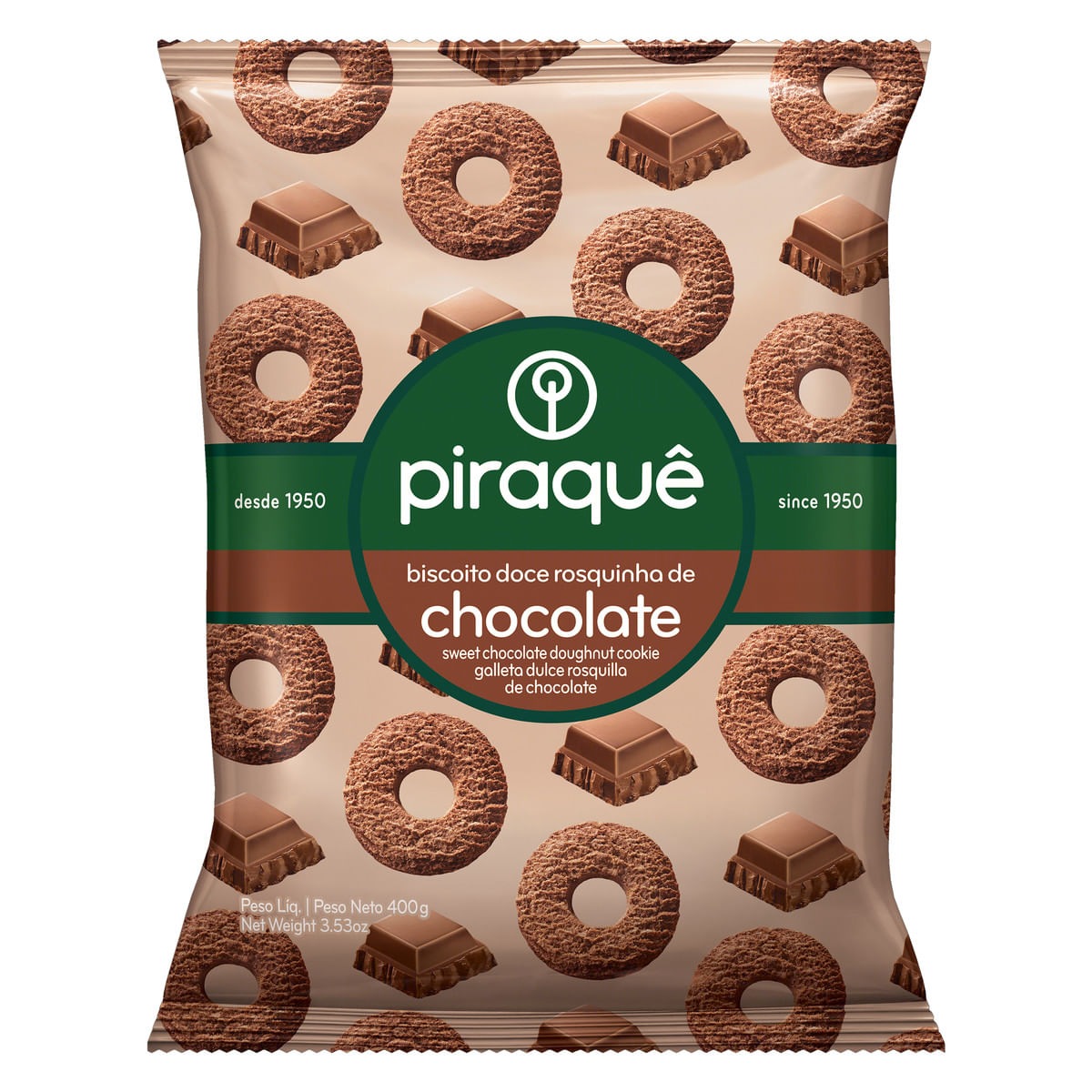 Biscoito Rosquinha Chocolate Piraquê Pacote 400 g