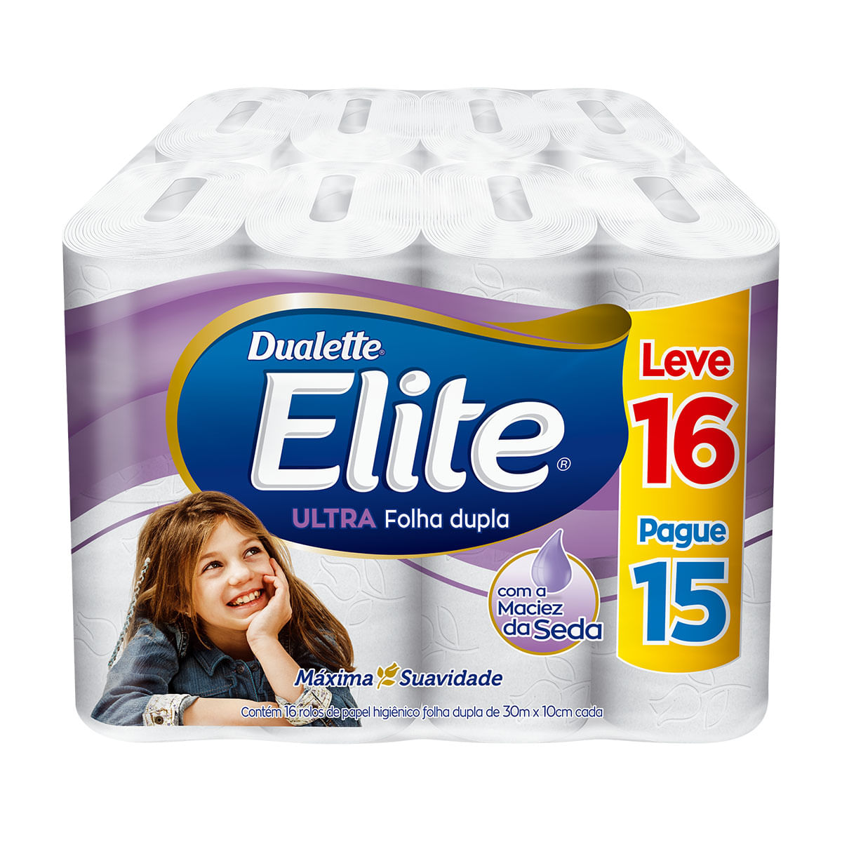 Papel Higiênico Folha Dupla Elite Dualette 16 Unidades Leve 16 Pague 15