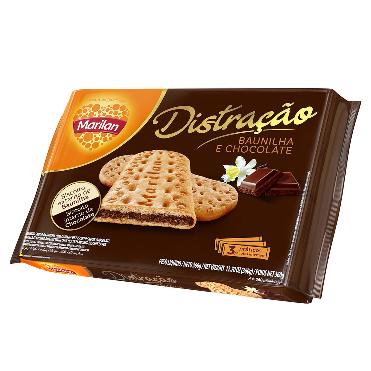 Biscoito de Baunilha e Chocolate Marilan Distração 360g