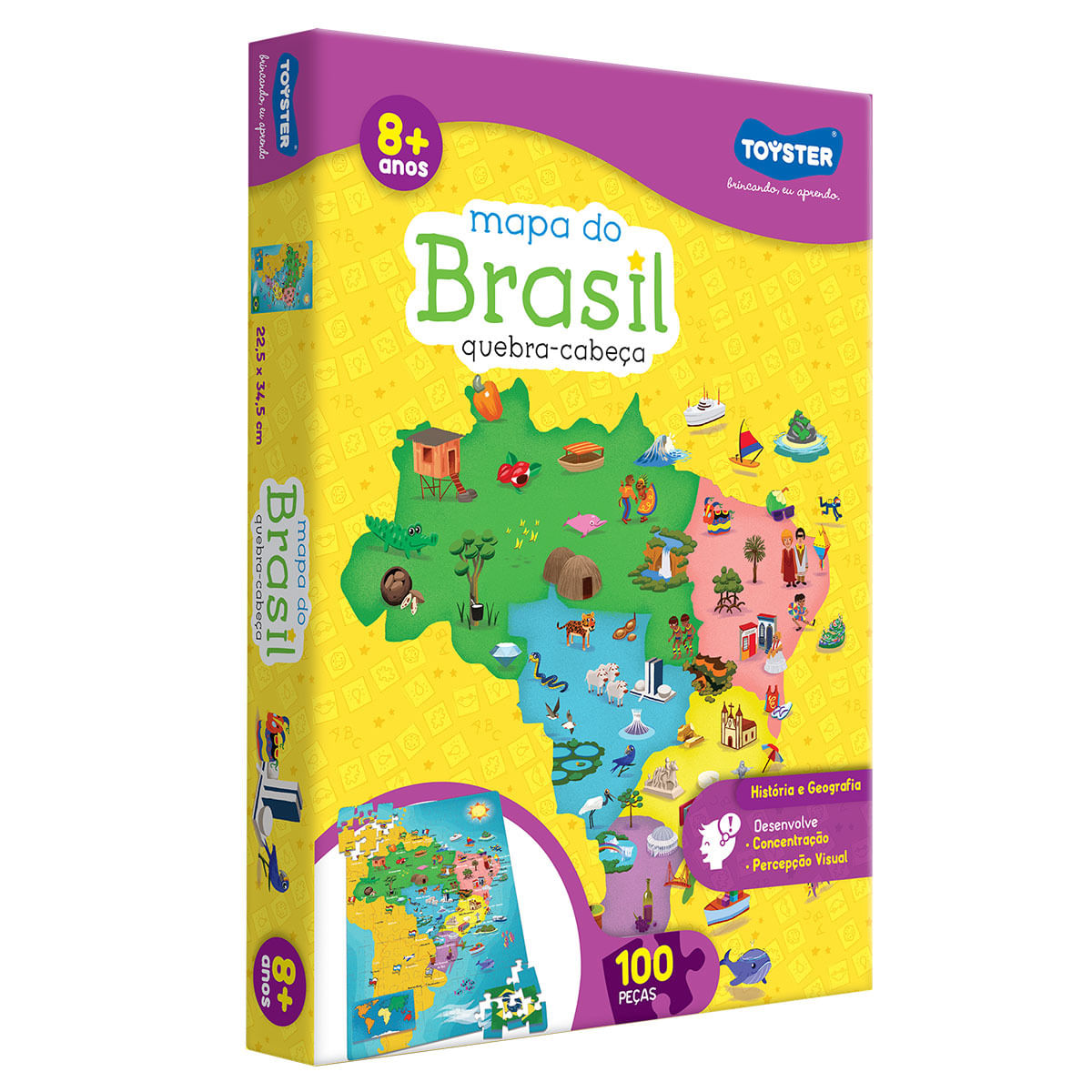 Quebra-Cabeça Mapa do Brasil 100 Peças Toyster 2063