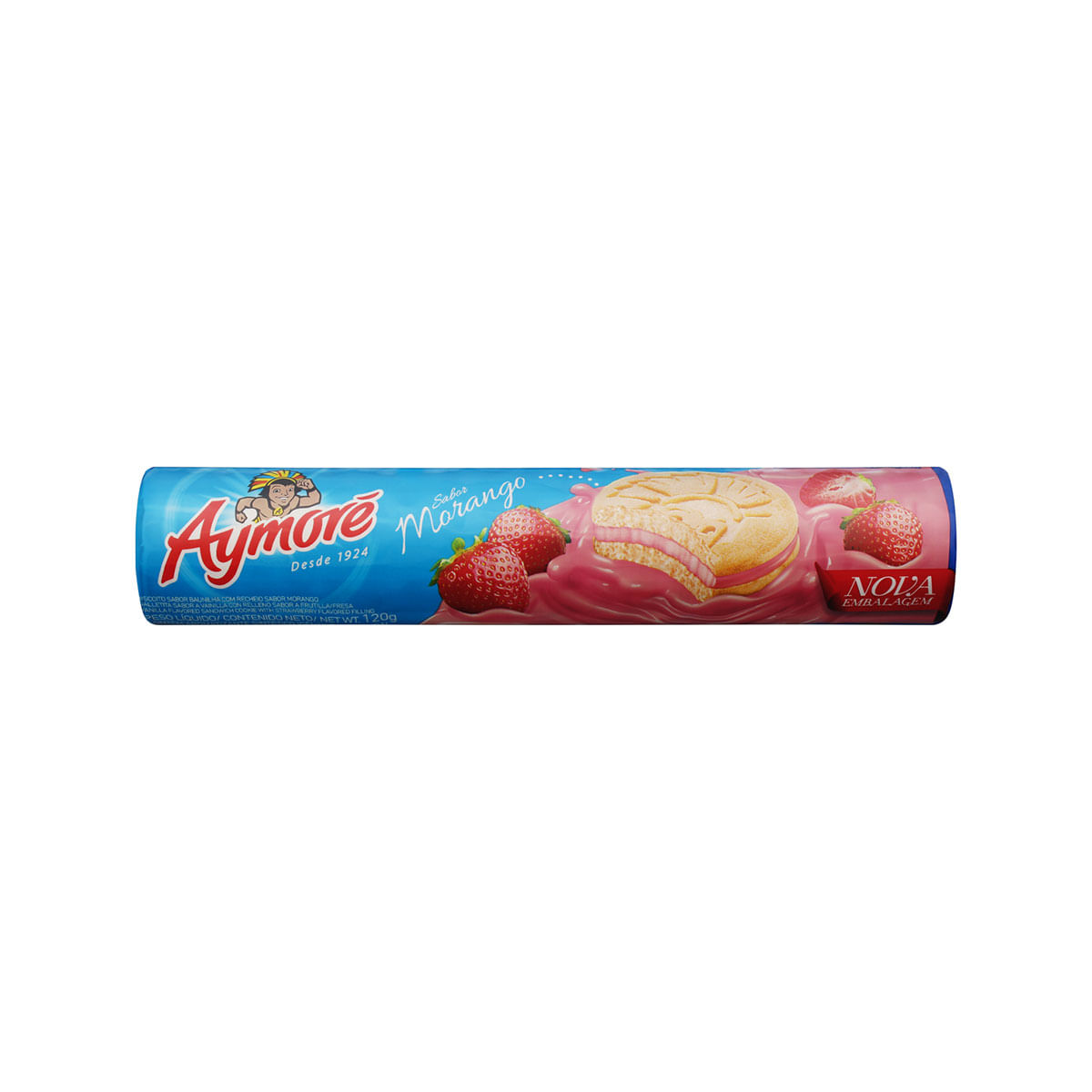 Biscoito Recheio Morango Aymoré Pacote 120g