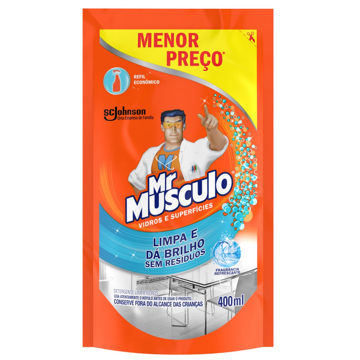 Limpa Vidro Líquido Mr Músculo Sachê 400 ml